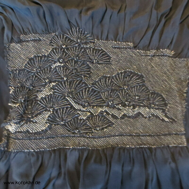 Pinien Shibori Heko Obi - Chirimen Seiden Crepe