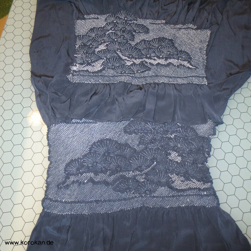 Pinien Shibori Heko Obi - Chirimen Seiden Crepe