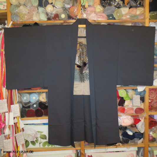 gewebter Tiger Futter / Tsumugi Haori Männer Kimono Jacke, mit Himo
