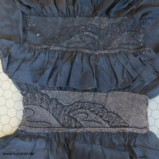 Bambus und Bäume Shibori Heko Obi - Chirimen Seiden Crepe