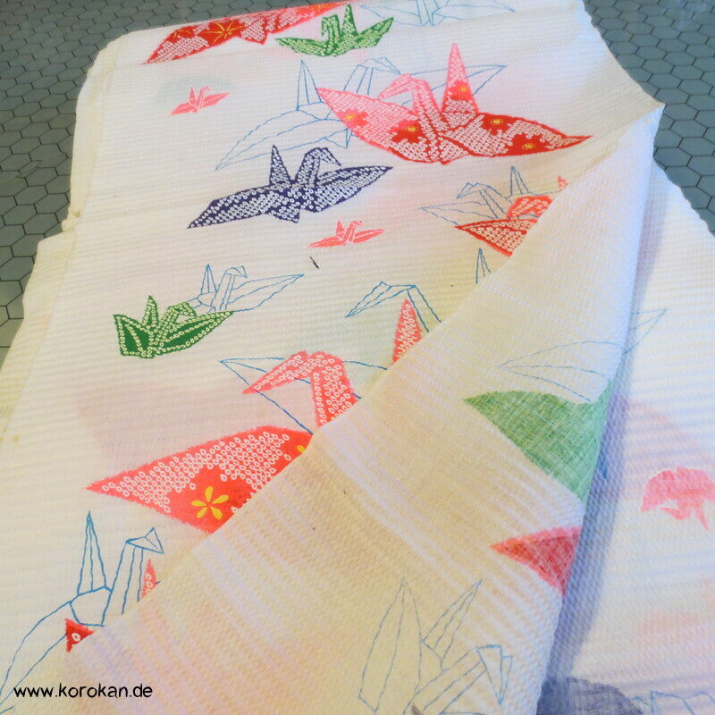 Seersucker Kinder Kimono Stoff, Origami Kraniche