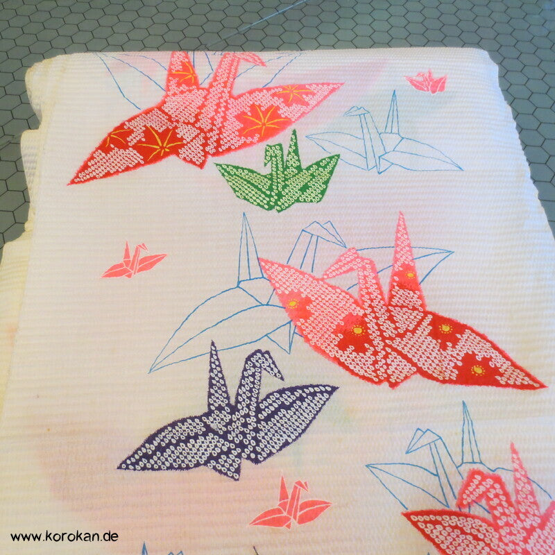 Seersucker Kinder Kimono Stoff, Origami Kraniche