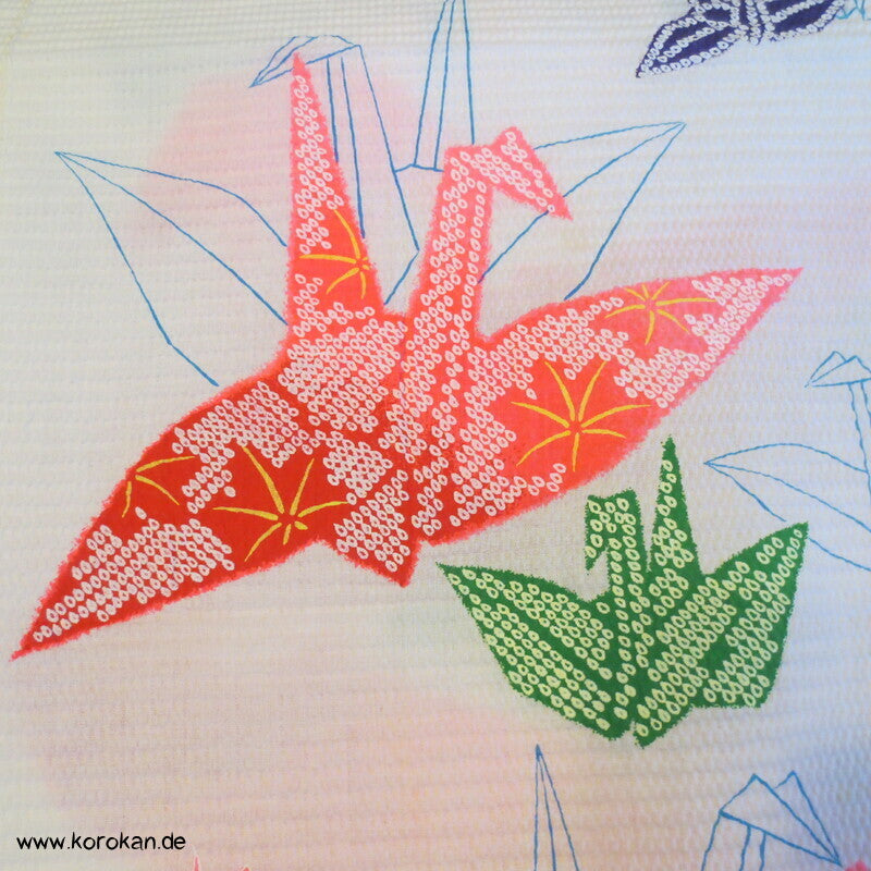 Seersucker Kinder Kimono Stoff, Origami Kraniche
