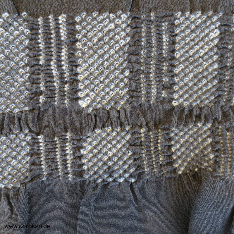 Karo Shibori Heko Obi - Chirimen Seiden Crepe