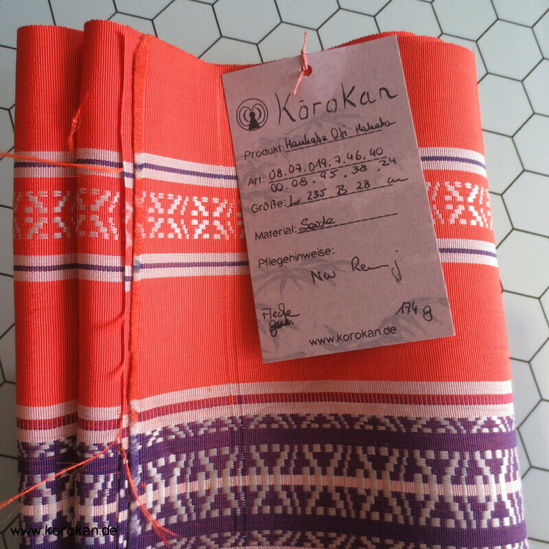 Han Haba Kimono Gürtel, Hakata Rips orange blau