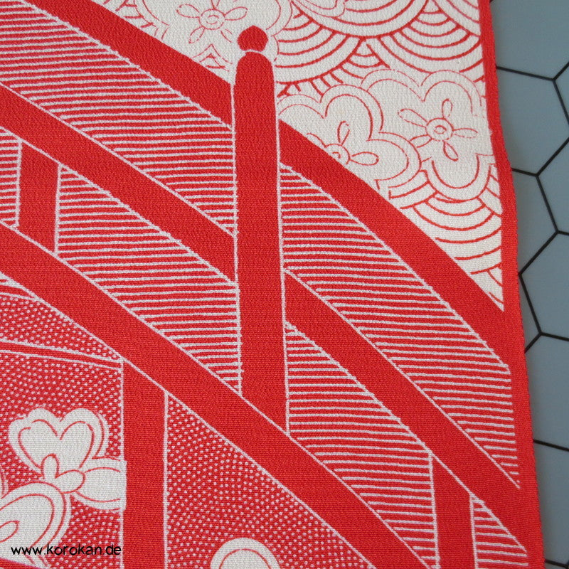 Seidenstoff für Komon Kimono, Brücke und Fluß