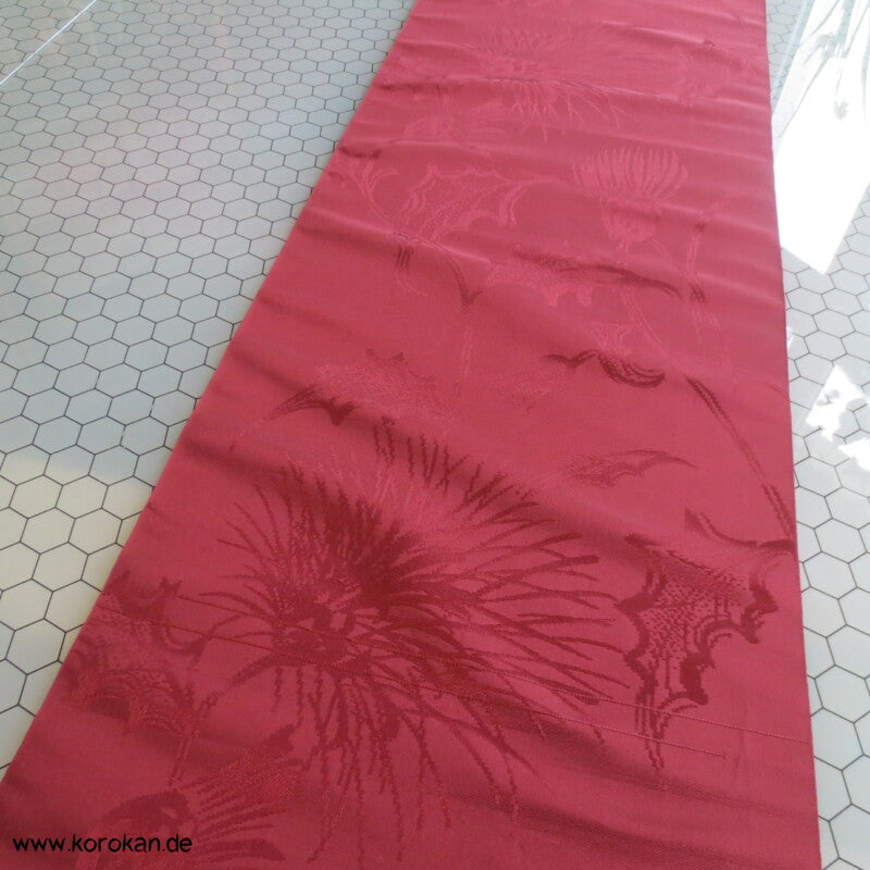 Disteln, uni weinrot Obi Seidenrips Jacquard