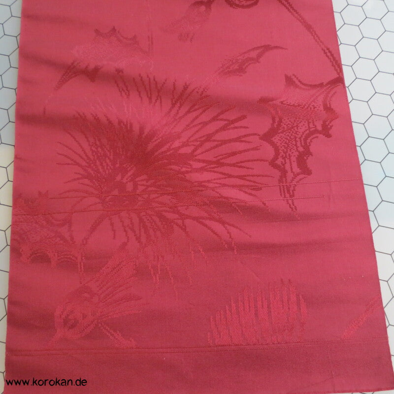 Disteln, uni weinrot Obi Seidenrips Jacquard