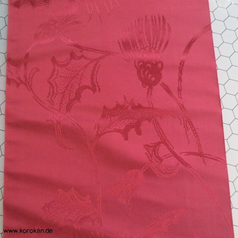 Disteln, uni weinrot Obi Seidenrips Jacquard