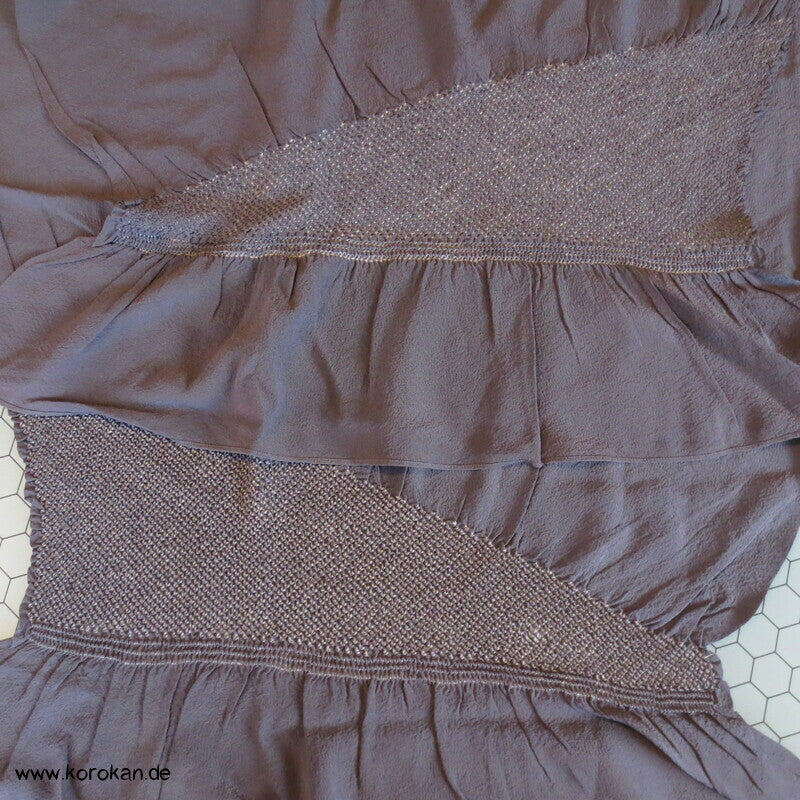 diagonalem Shibori Heko Obi - Chirimen Seiden Crepe