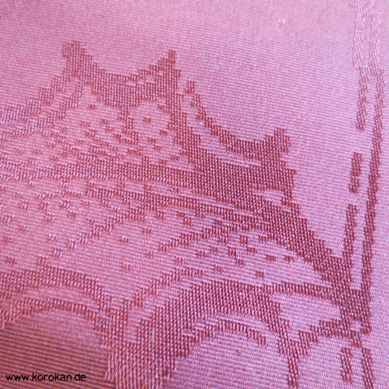 Disteln, uni weinrot Obi Seidenrips Jacquard