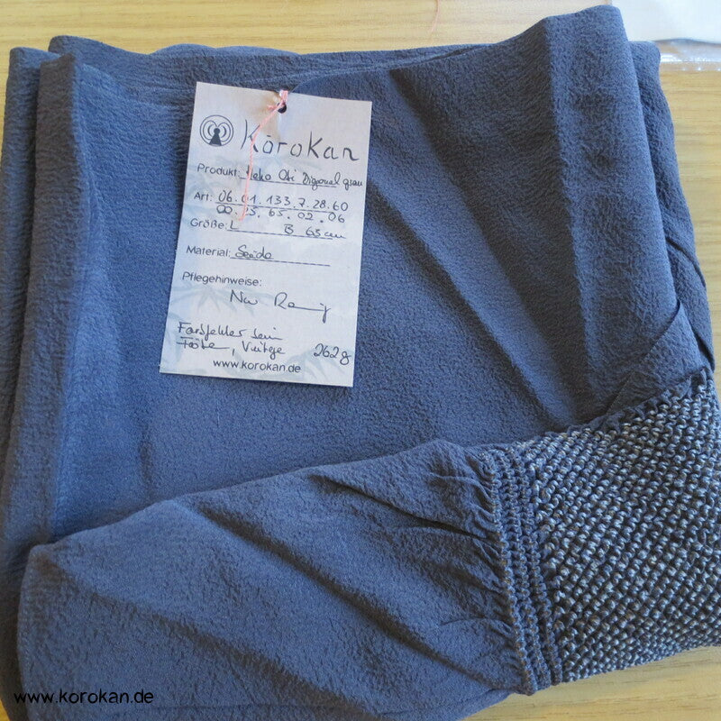 diagonalem Shibori Heko Obi - Chirimen Seiden Crepe