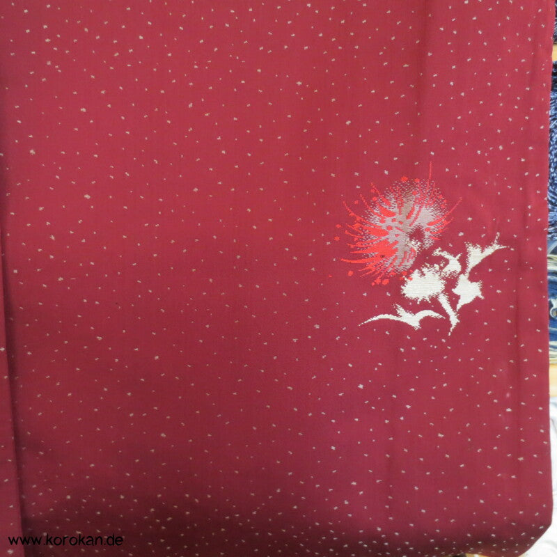 weinrot mit gewebten Silberdisteln Jacquard Seiden Kimono