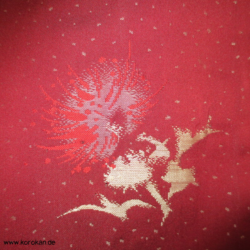 weinrot mit gewebten Silberdisteln Jacquard Seiden Kimono