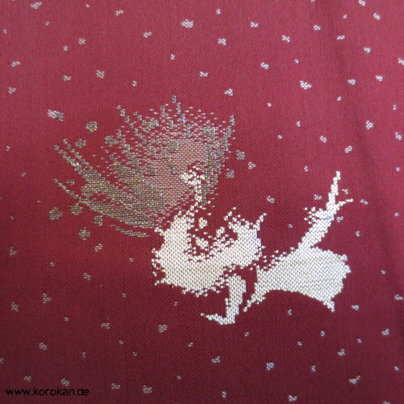 weinrot mit gewebten Silberdisteln Jacquard Seiden Kimono