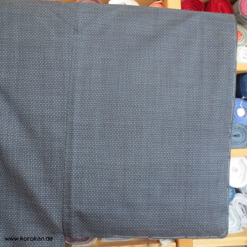 blauer Kasuri Seiden Tsumugi Ensemble, Kimono + Haori
