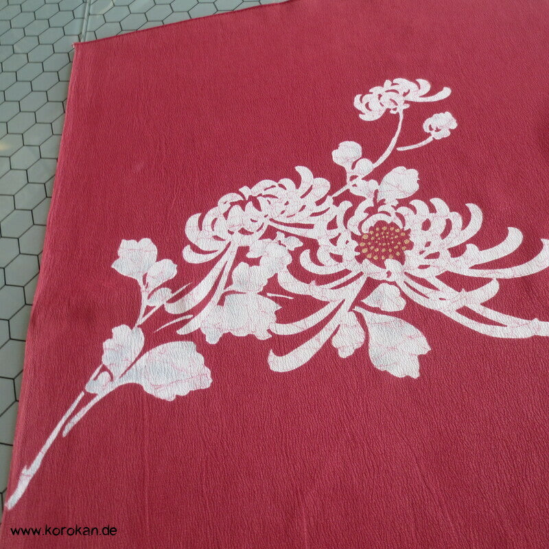 Furoshiki Japan Tragetuch, Fächer Chrysanthemen auf dunkelrot