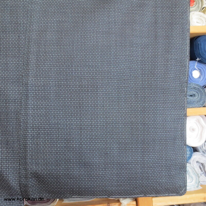 blauer Kasuri Seiden Tsumugi Ensemble, Kimono + Haori