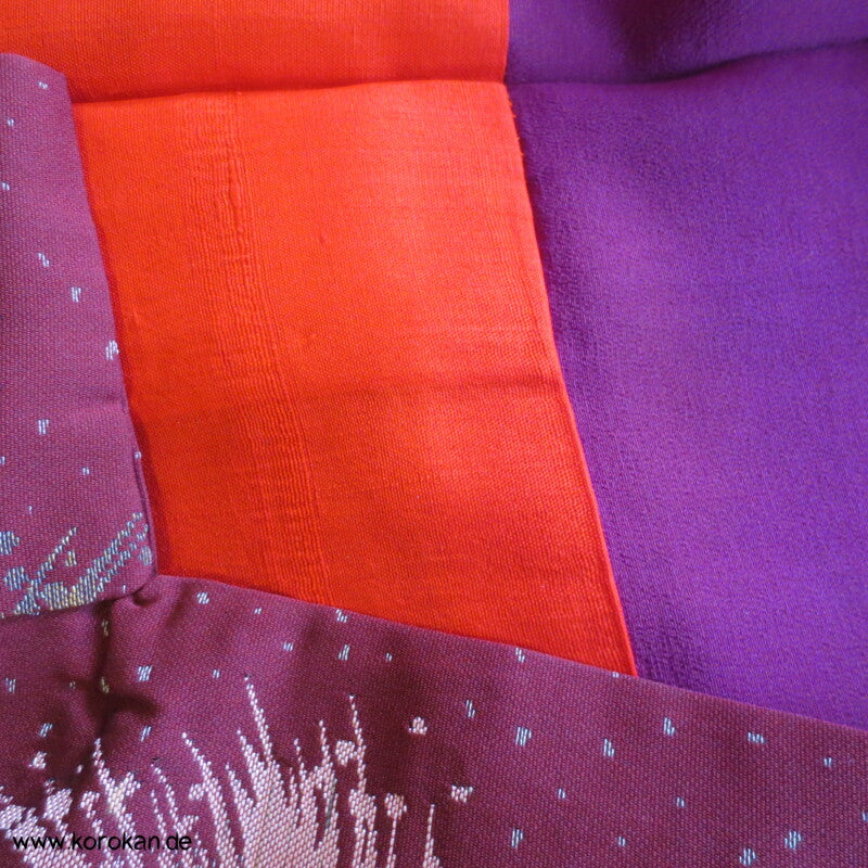 weinrot mit gewebten Silberdisteln Jacquard Seiden Kimono