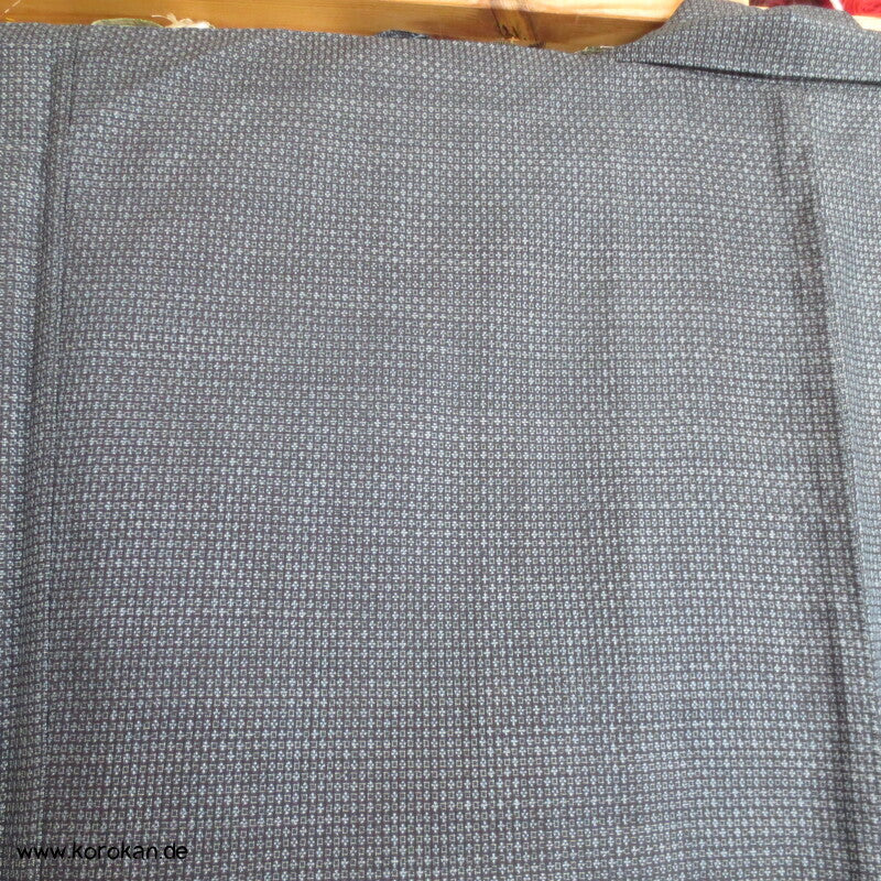blauer Kasuri Seiden Tsumugi Ensemble, Kimono + Haori