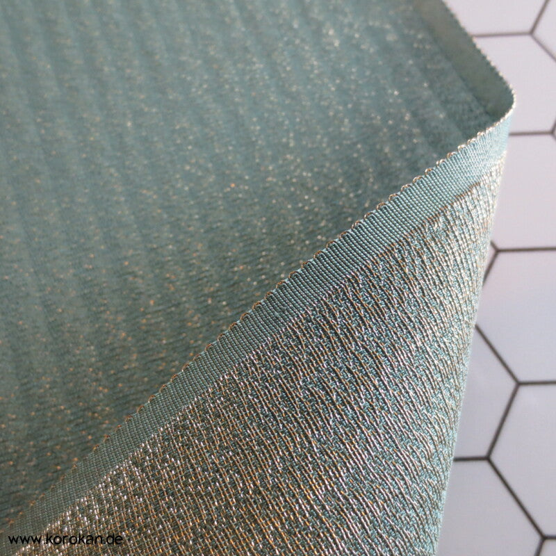gold graugrüne Ombré Kettstreifen Kimono Stoffrest, Seidenbrokat