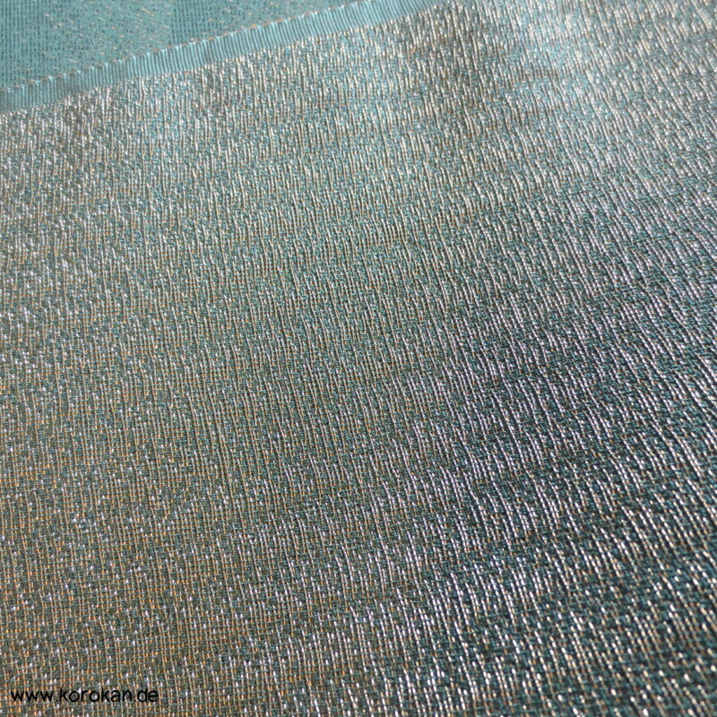 gold graugrüne Ombré Kettstreifen Kimono Stoffrest, Seidenbrokat