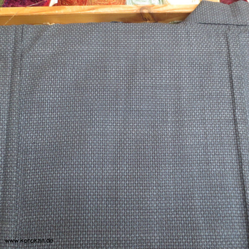 blauer Kasuri Seiden Tsumugi Ensemble, Kimono + Haori