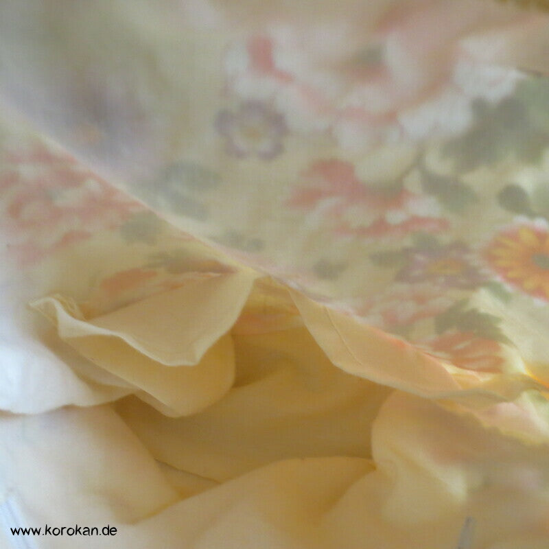 großer Kinchaku Zugbeutel - Tasche Blumen auf Baumwolle für Yukata Kimono