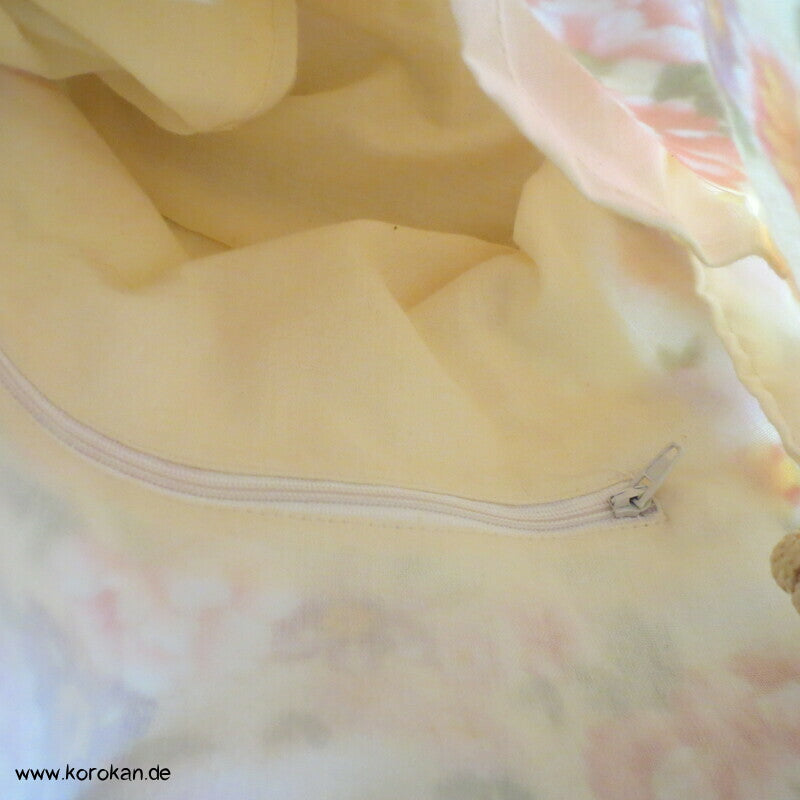 großer Kinchaku Zugbeutel - Tasche Blumen auf Baumwolle für Yukata Kimono