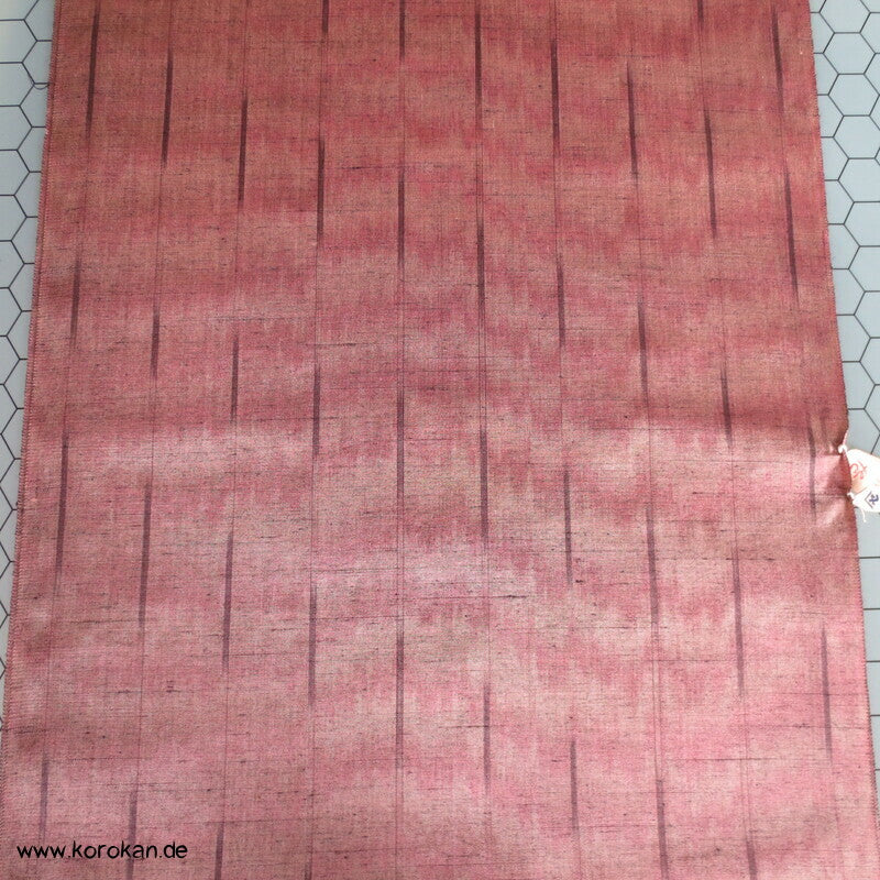 grau - rosa Streifen Kasuri Tsumugi Kimono Seide