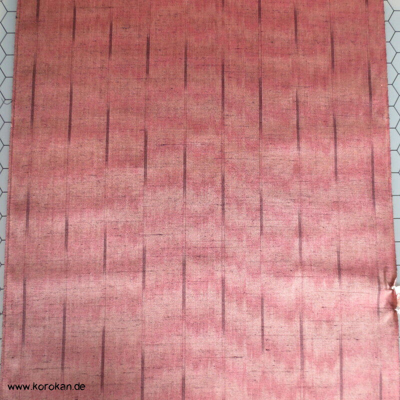 grau - rosa Streifen Kasuri Tsumugi Kimono Seide