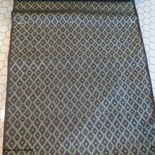 Stoffrolle Tsumugi Kimono Seide Tanmono, grün schwarze Rauten
