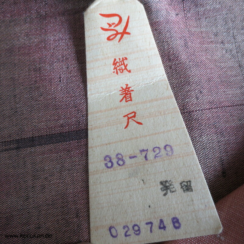 grau - rosa Streifen Kasuri Tsumugi Kimono Seide