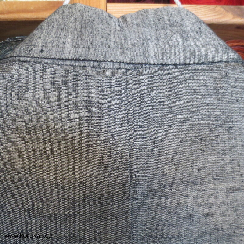 hellgrauer Herren Tsumugi Seiden Kimono
