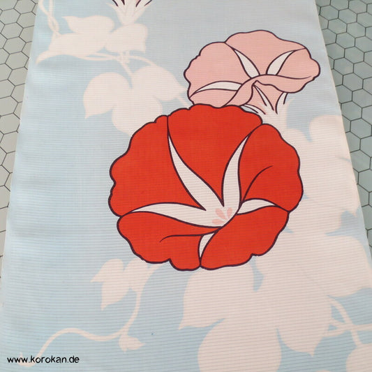 roten Asagao auf hellblau Sommer Kimono Rho Seide
