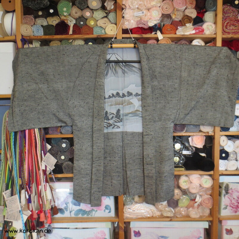 hellgraue Fushi Tsumugi Seiden Haori Jacke, Fuji San