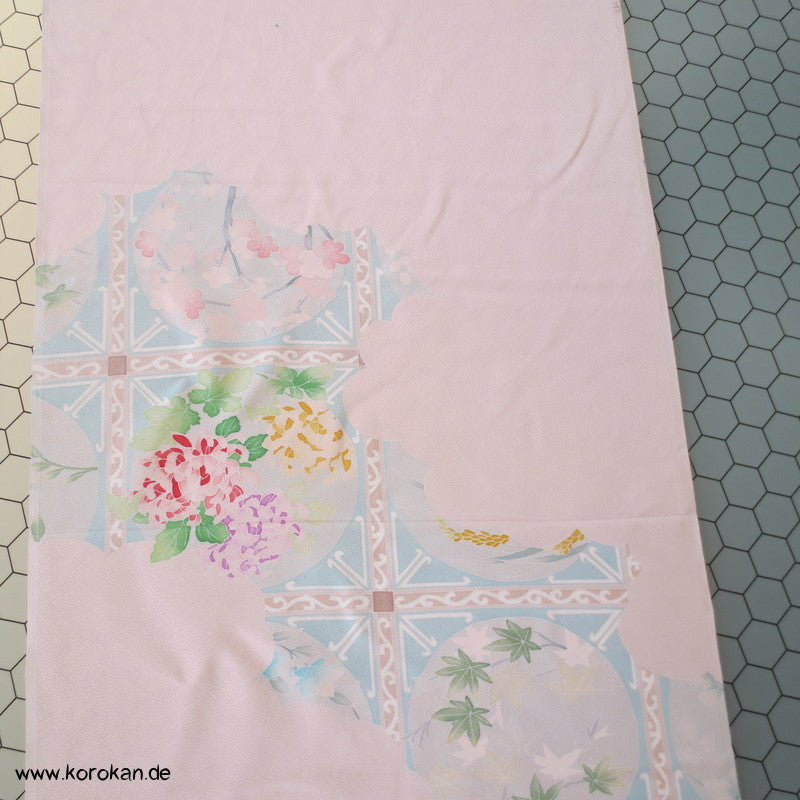 Pfingstrosenmuster rosa rot Tanmono, Yuzen Kimono Seidendamast Stoffrolle