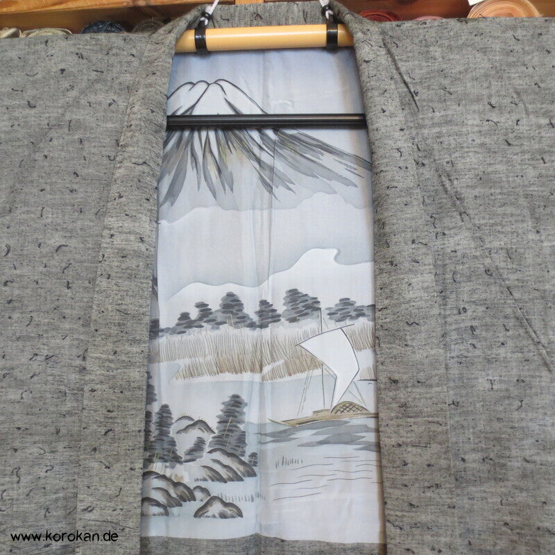 hellgraue Fushi Tsumugi Seiden Haori Jacke, Fuji San