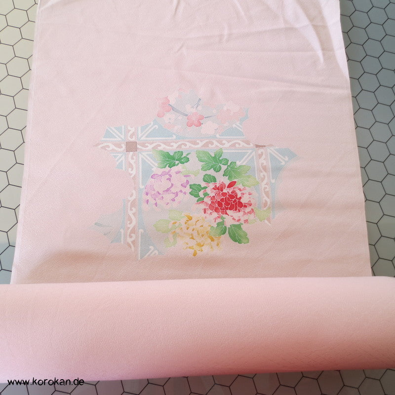 Pfingstrosenmuster rosa rot Tanmono, Yuzen Kimono Seidendamast Stoffrolle