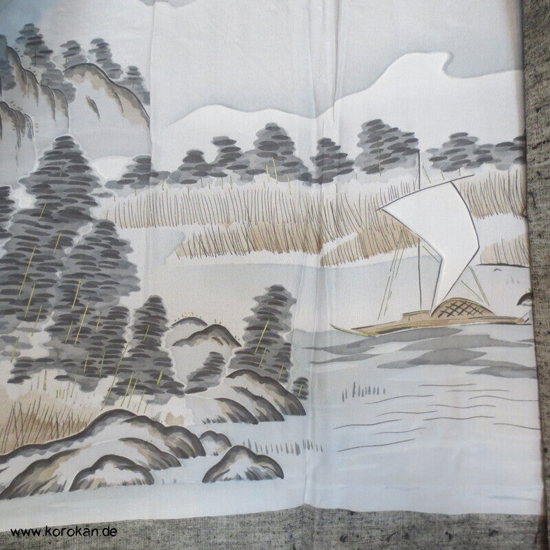 hellgraue Fushi Tsumugi Seiden Haori Jacke, Fuji San