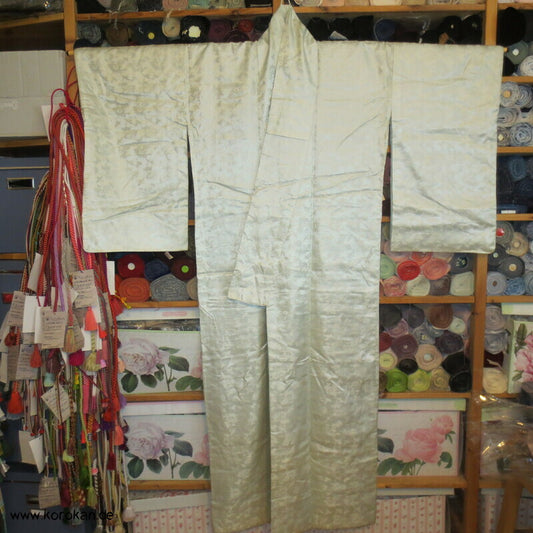 antiker gepolsterter Nakagi Kimono aus Rinzu Damast Seide