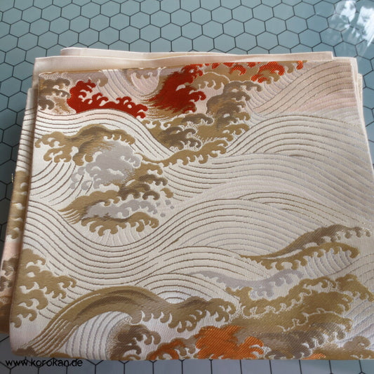 goldener Tsunami Fukuro Seidenbrokat Obi