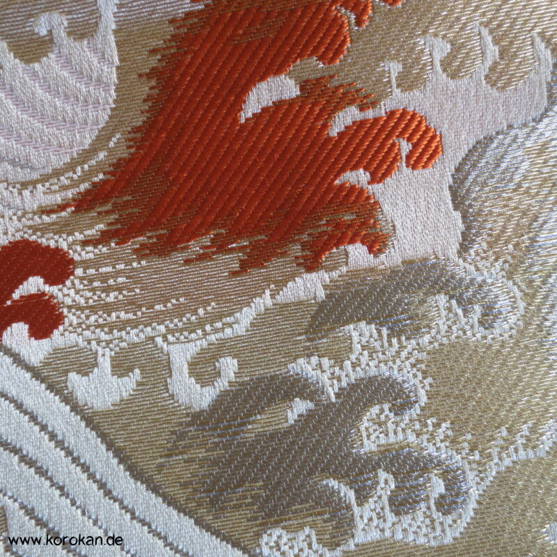 goldener Tsunami Fukuro Seidenbrokat Obi