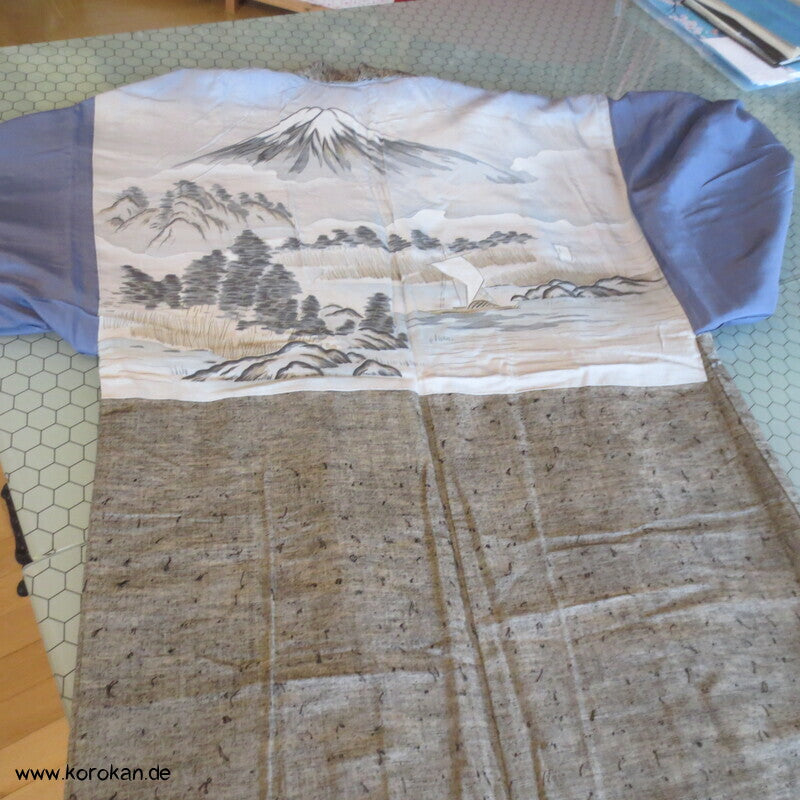 hellgraue Fushi Tsumugi Seiden Haori Jacke, Fuji San