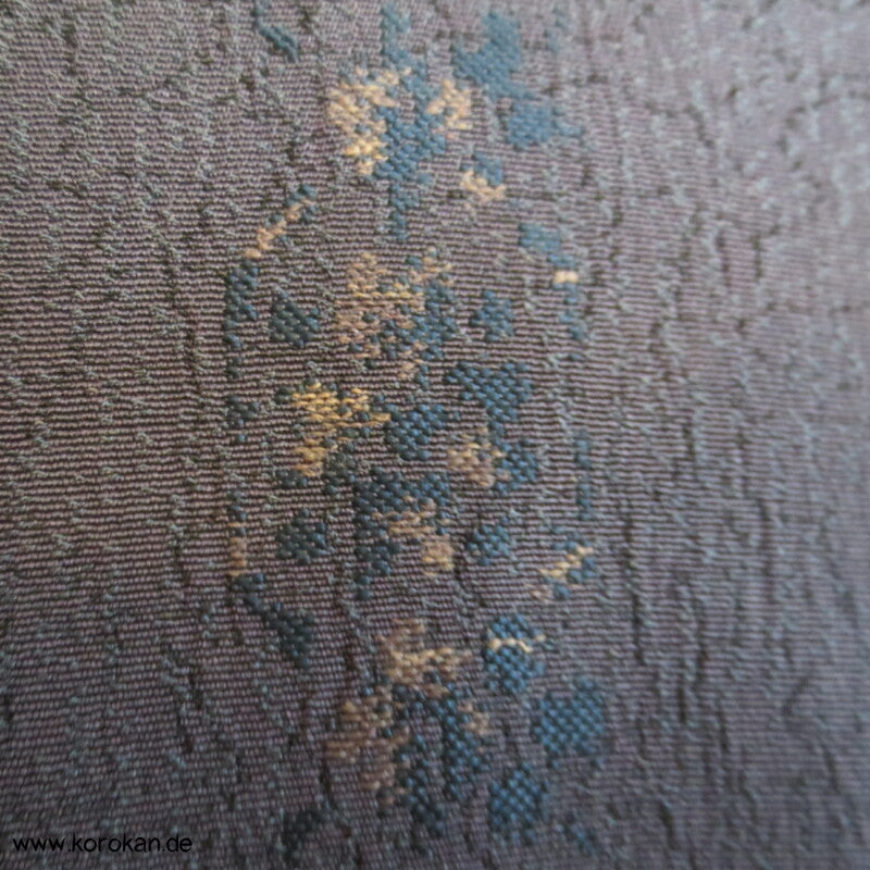 dunkelblaugrauer Kimono Seiden Jacquard Omeshi