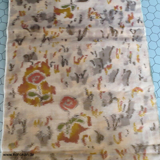 antiker Meisen Seiden Kimono Stoff abstrakte Blüten auf beige