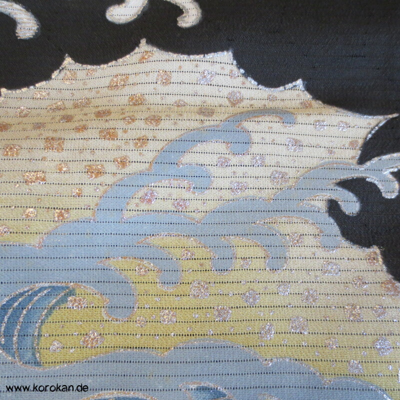 tosende Wellen Tomesode Rho Seide Kimono, halbtransparent