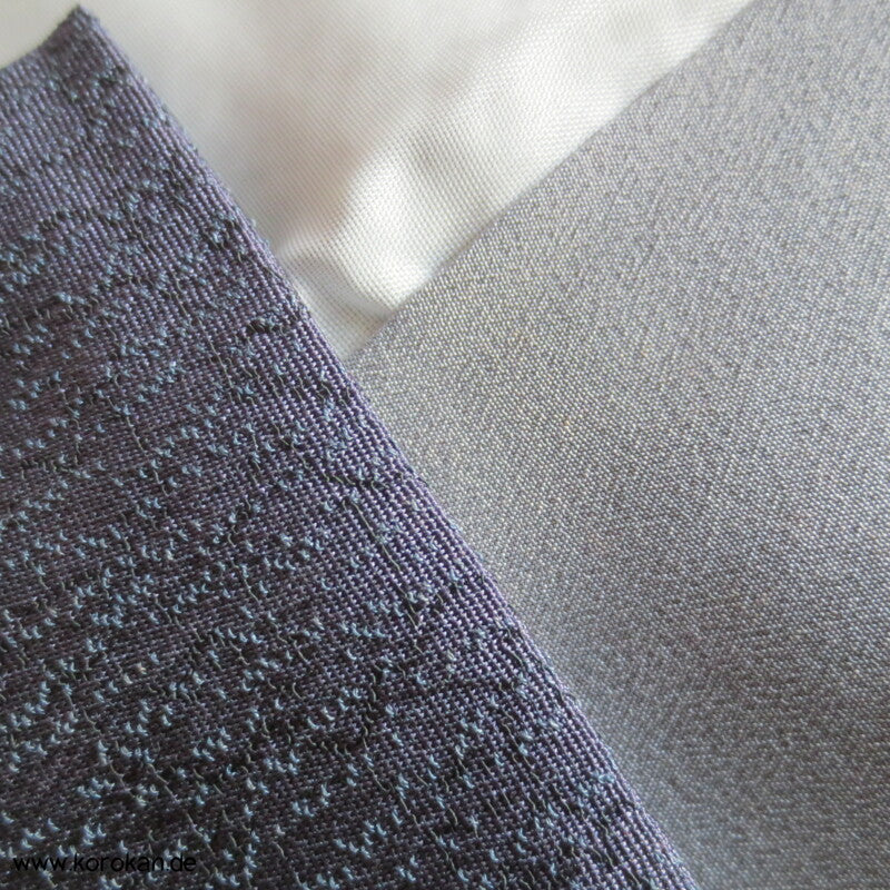 dunkelblaugrauer Kimono Seiden Jacquard Omeshi