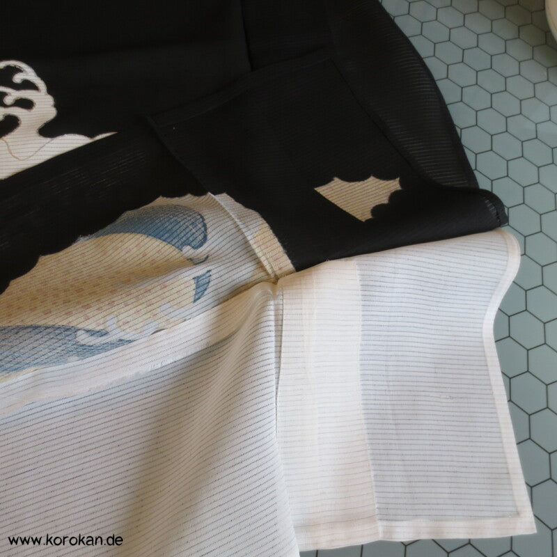 tosende Wellen Tomesode Rho Seide Kimono, halbtransparent
