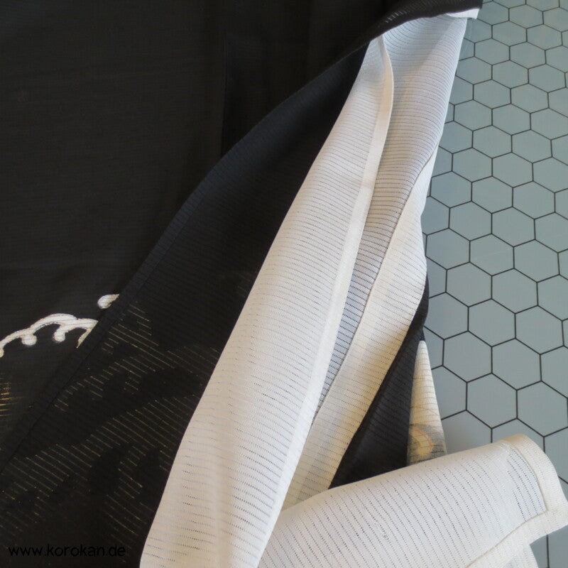 tosende Wellen Tomesode Rho Seide Kimono, halbtransparent